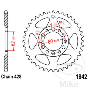 Kettenrad 50Z Teilung 428 Innendurchmesser 062 Lochkreis 080