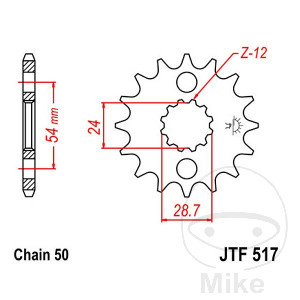 Ritzel 18Z Teilung 530 feinverzahnt Innendurchmesser 24/28.7