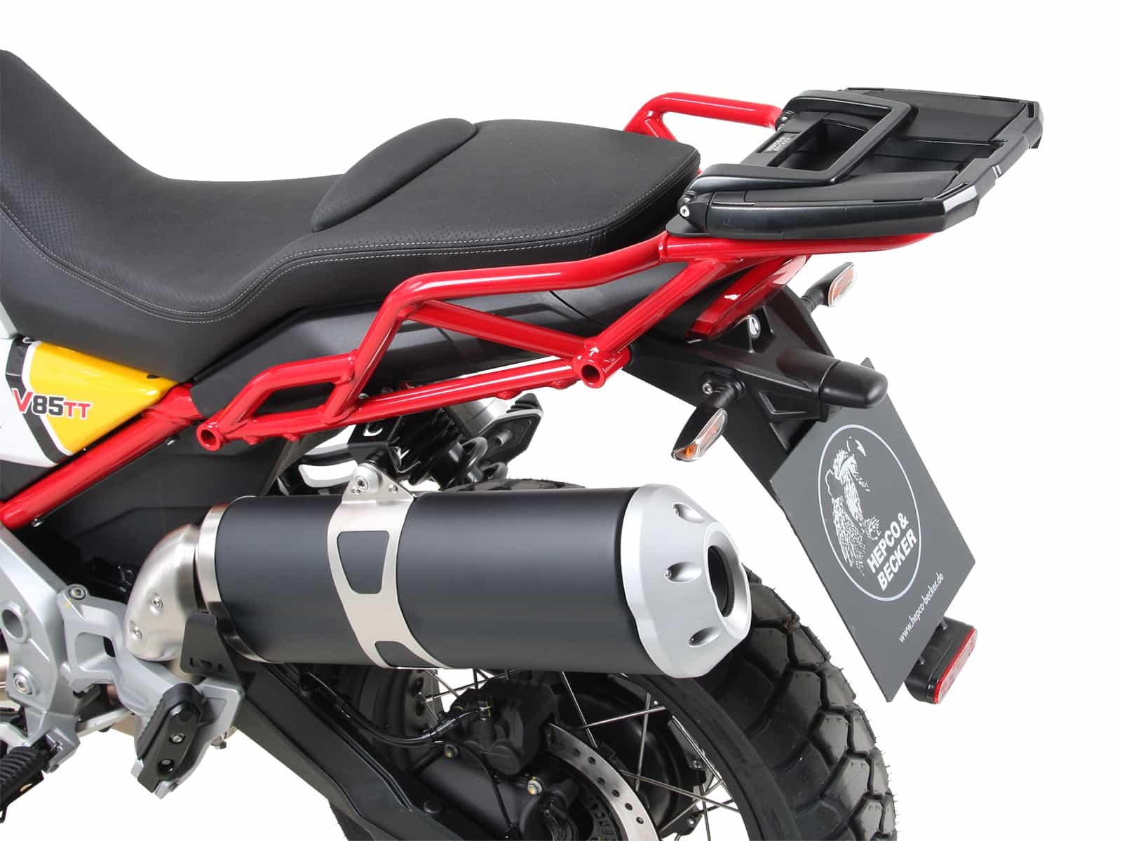 Easyrack Topcaseträger für Kombination mit Original-Gepäckbrücke schwarz für Moto Guzzi V 85 TT (2019-2023)