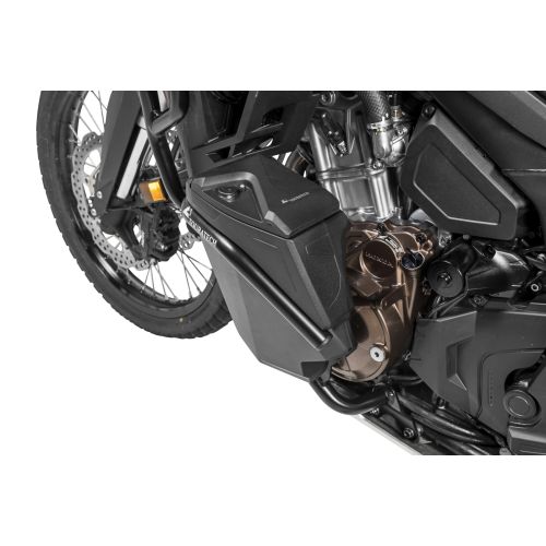 Motorrad Werkzeugbox mit Motorsturzbügel - Nachrüstsatz - linke Seite, Edelstahl, schwarz für Honda CRF1100L Africa Twin/ CRF1100L Adventure Sports