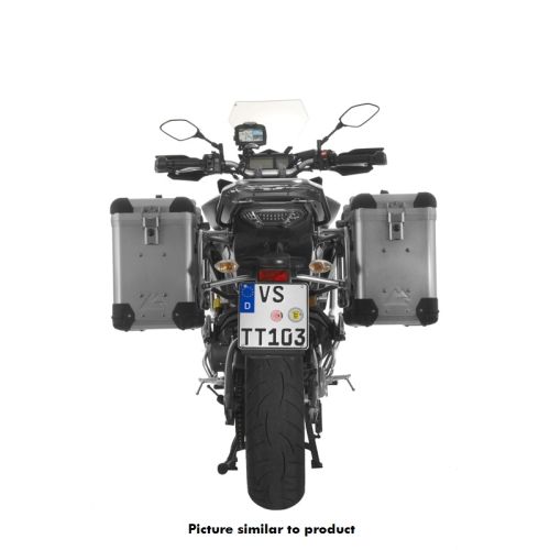 Motorrad Alukoffer System ZEGA Pro 38/38 Liter mit Edelstahlträger schwarz für Yamaha MT-09 Tracer (2015-2017)