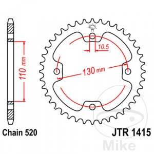 Kettenrad 37Z Teilung 520 Innendurchmesser 110 Lochkreis 130