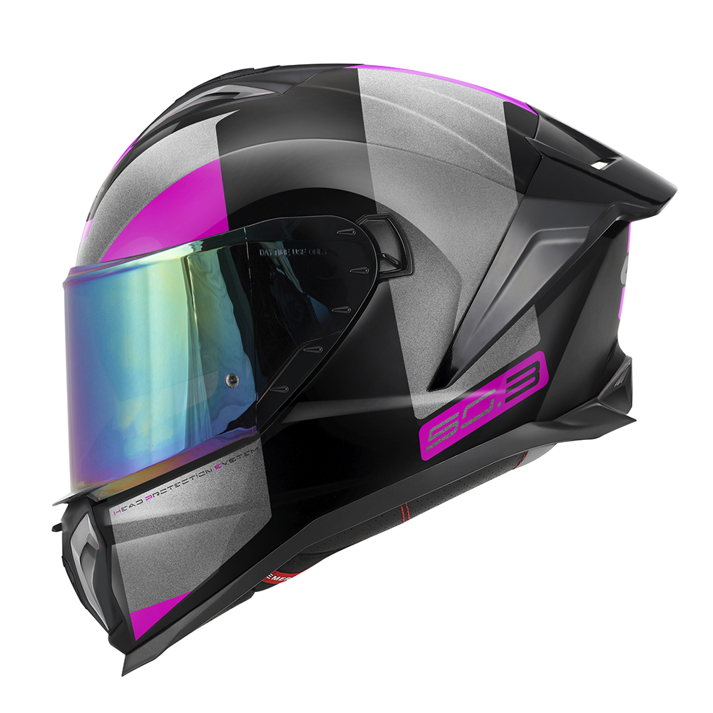HPS 50.3 ABS VISION, Integral-Helm glänzend schwarz titanium fucsia - Gr. 58/M