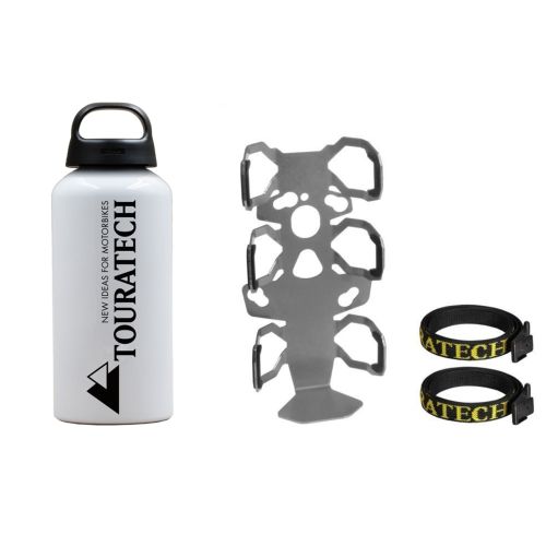 Zubehörhalterset Flaschenhalter einfach mit Touratech Aluminium Trinkflasche 0,6 Liter für Motorradkoffer ZEGA Pro/ZEGA Mundo