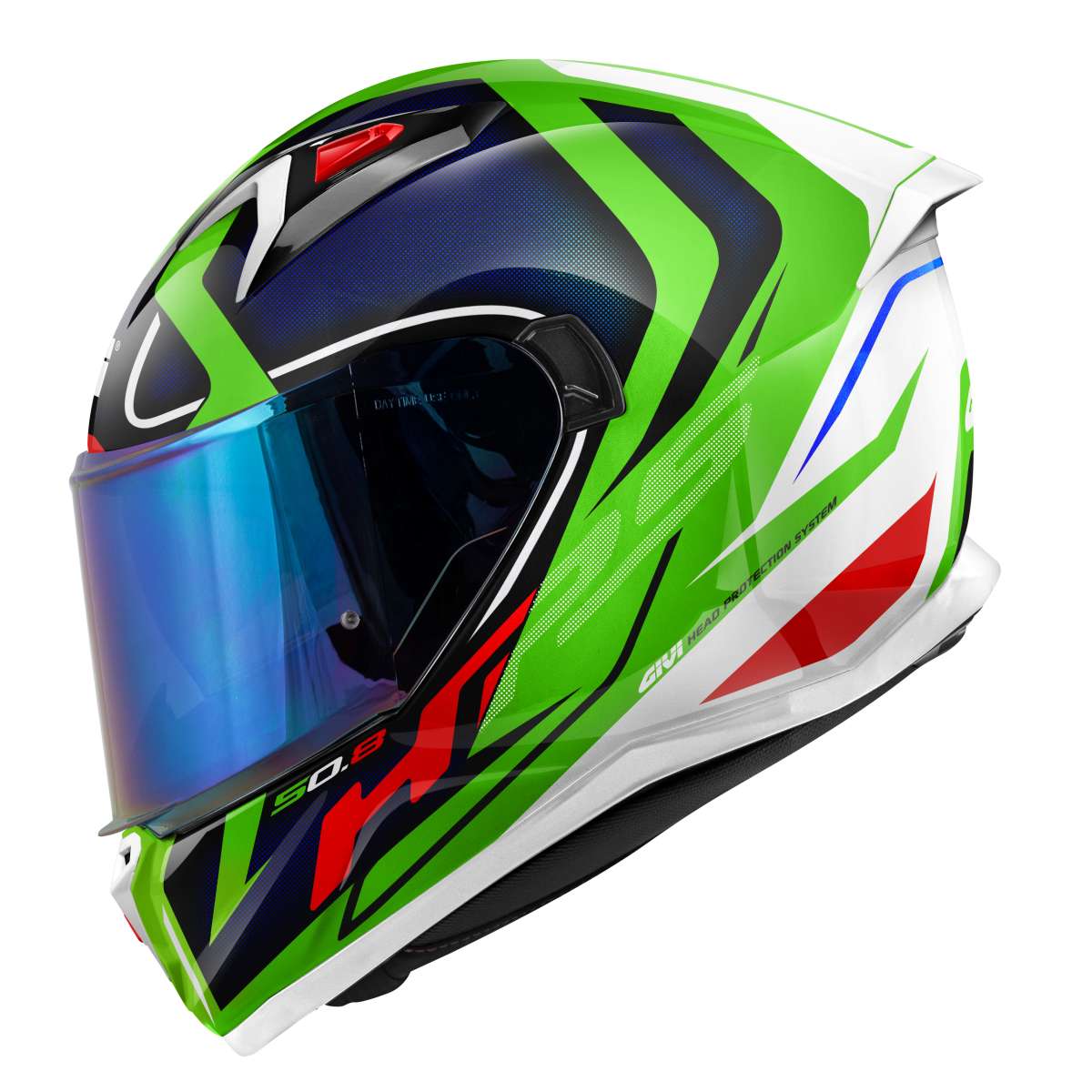 HPS 50.8 RACER Integral-Helm Graphic RACER glossy - weiß/grün/blau - Gr. 60/L