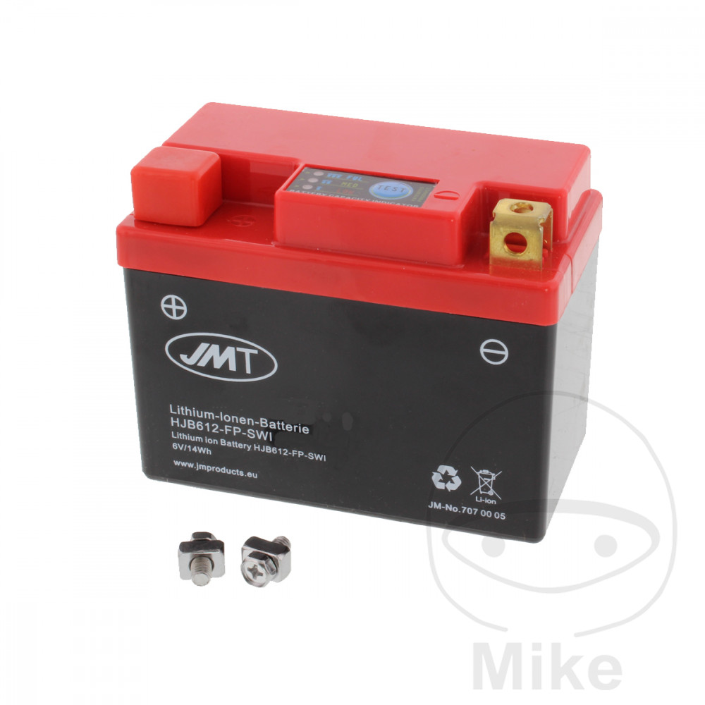 Batterie Motorrad HJB612-FP 6V JMT Lithium-Ionen mit Anzeige Wasserdicht