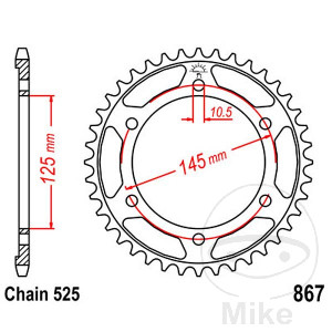 Kettenrad 42Z Teilung 525 Innendurchmesser 125 Lochkreis 145