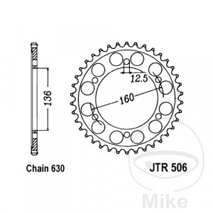 Kettenrad 40 Zähne Teilung 630 Innendurchmesser 136 Lochkreis 160