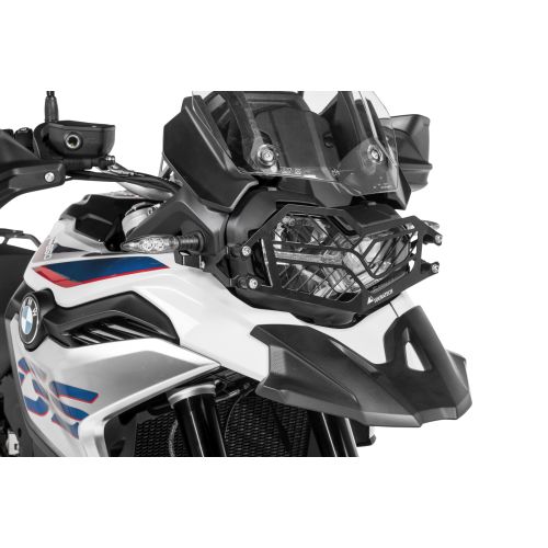 Scheinwerferschutz Edelstahl schwarz mit Schnellverschluss für BMW F850GS/ F800GS (2024-)/ F750GS *OFFROAD USE ONLY*