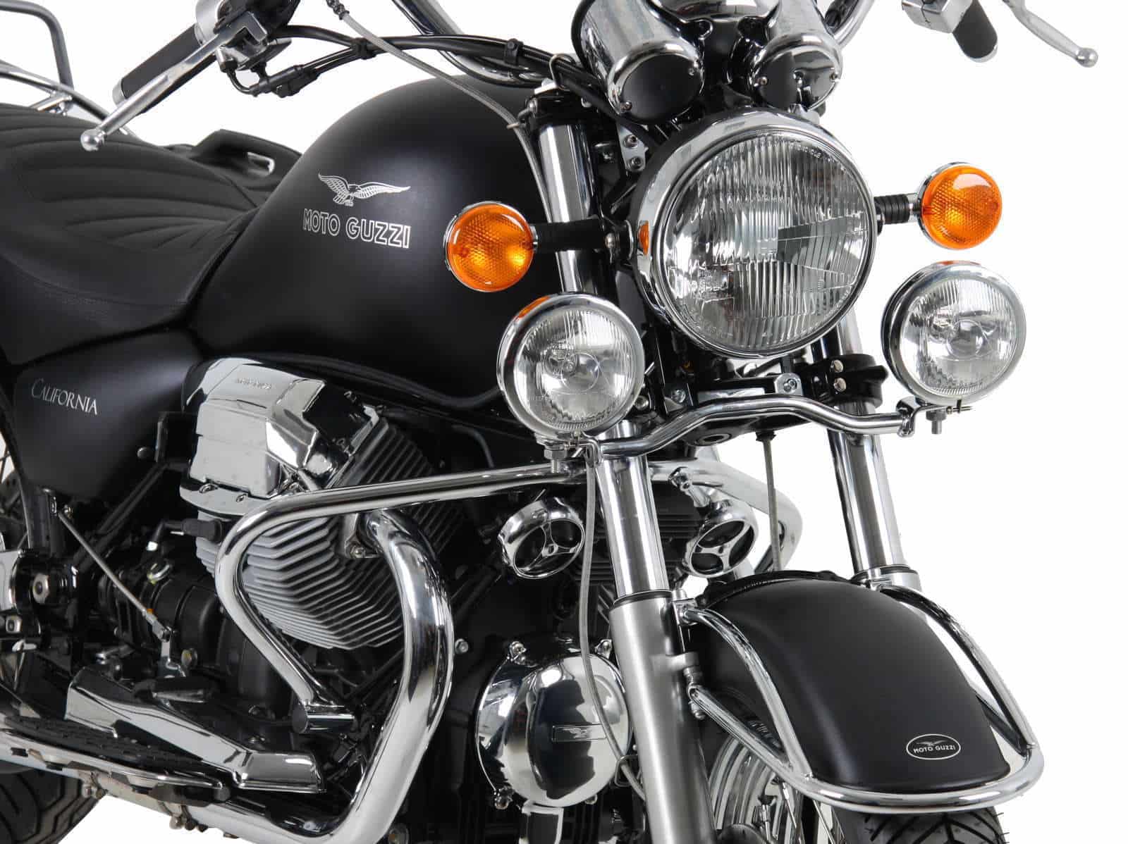 Twinlight Zusatzscheinwerferset (Fernlicht) inkl. Halter und Kabel chrom für Moto Guzzi California Aquilia Nera (2010-2011)