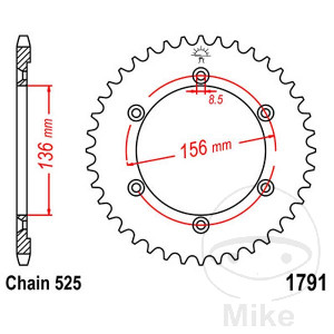 Kettenrad 41Z Teilung 525 Innendurchmesser 136 Lochkreis 156