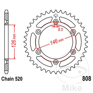 Kettenrad 39Z Teilung 520 Innendurchmesser 126 Lochkreis 146