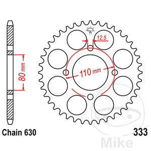 Kettenrad 38 Zähne Teilung 630 Innendurchmesser 080 Lochkreis 110