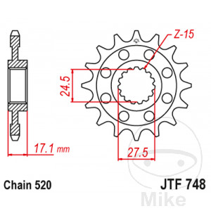 Racing-Ritzel 14Z Teilung 520 feinverzahnt Innendurchmesser 25/28