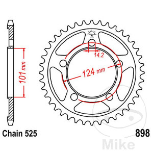 Kettenrad 37Z Teilung 525 Innendurchmesser 101 Lochkreis 124