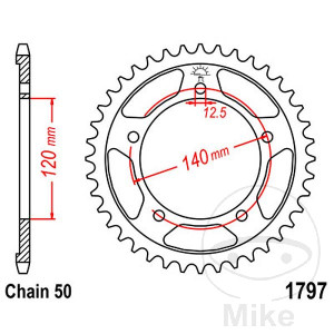 Kettenrad 41Z Teilung 530 Innendurchmesser 120 Lochkreis 140