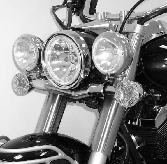 Twinlight Zusatzscheinwerferset (Fernlicht) inkl. Halter und Kabel chrom für Yamaha XVS 950 A Midnight Star (2009-)