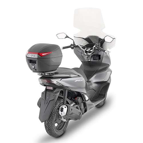 C30N - Monolock Topcase mit Platte schwarz, mit roten Reflektoren