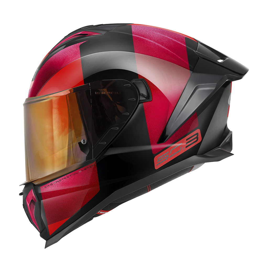 HPS 50.3 ABS VISION, Integral-Helm glänzend schwarz bordeaux rot - Gr. 61/XL