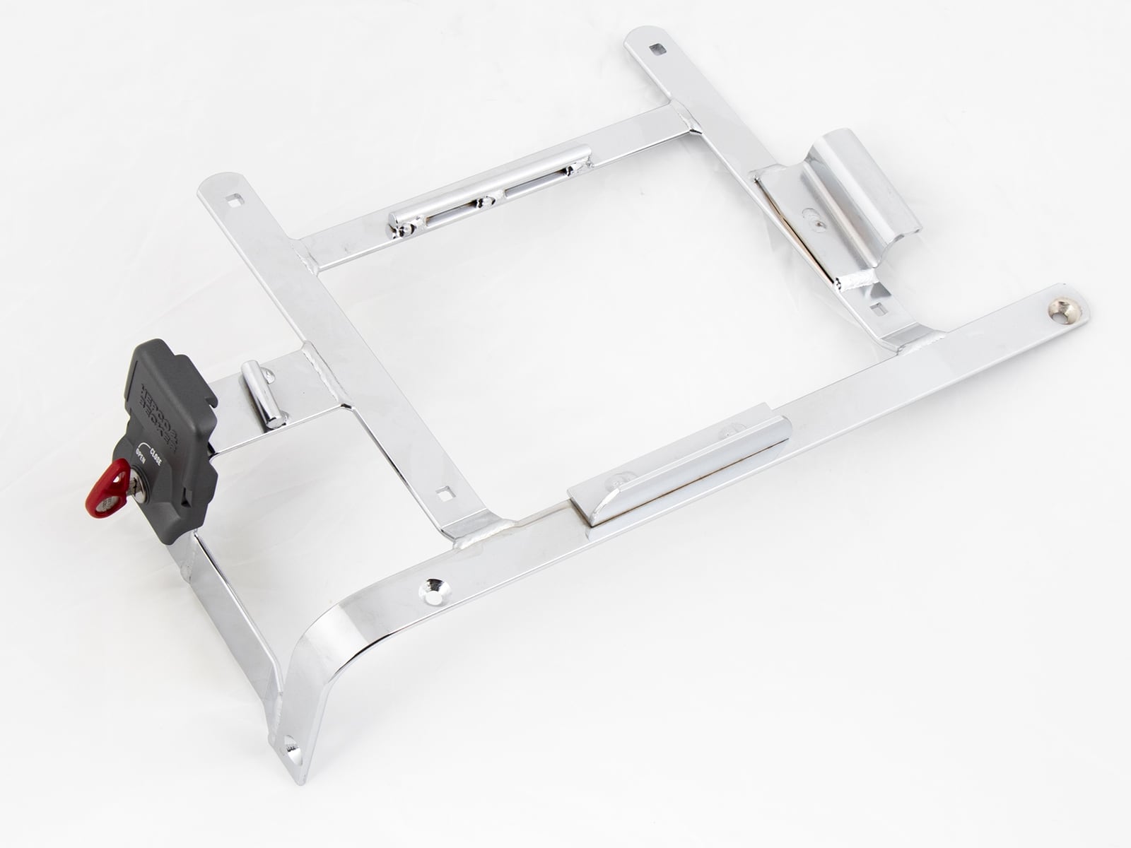 Halter links chrom mit Halteschloss für Hepco&Becker Alu Standard Seitenkoffer