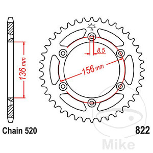 Kettenrad 41Z Teilung 520 Innendurchmesser 136 Lochkreis 156