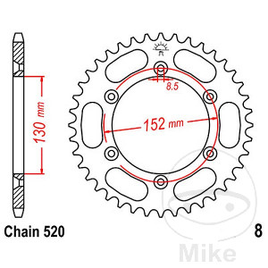 Kettenrad 51Z Teilung 520 Innendurchmesser 130 Lochkreis 152