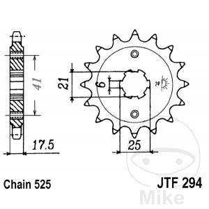 Ritzel 15Z Teilung 525 grobverzahnt 6 Innendurchmesser 21/25