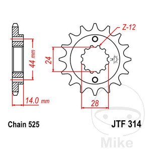 Ritzel 17Z Teilung 525 feinverzahnt Innendurchmesser 24/28.7
