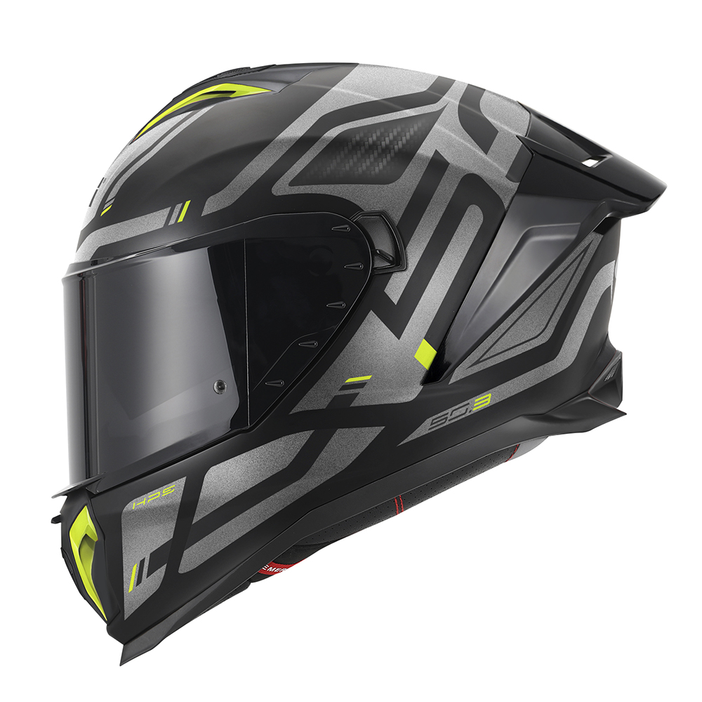 HPS 50.3 ABS GRAFIC QUASAR, Integral-Helm matt schwarz titanium gelb - Gr. 58/M