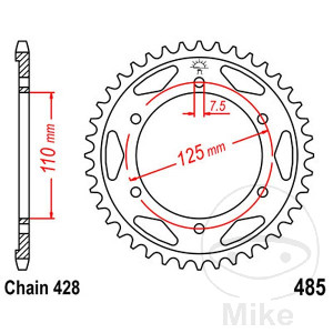 Kettenrad 48Z Teilung 428 Innendurchmesser 110 Lochkreis 125