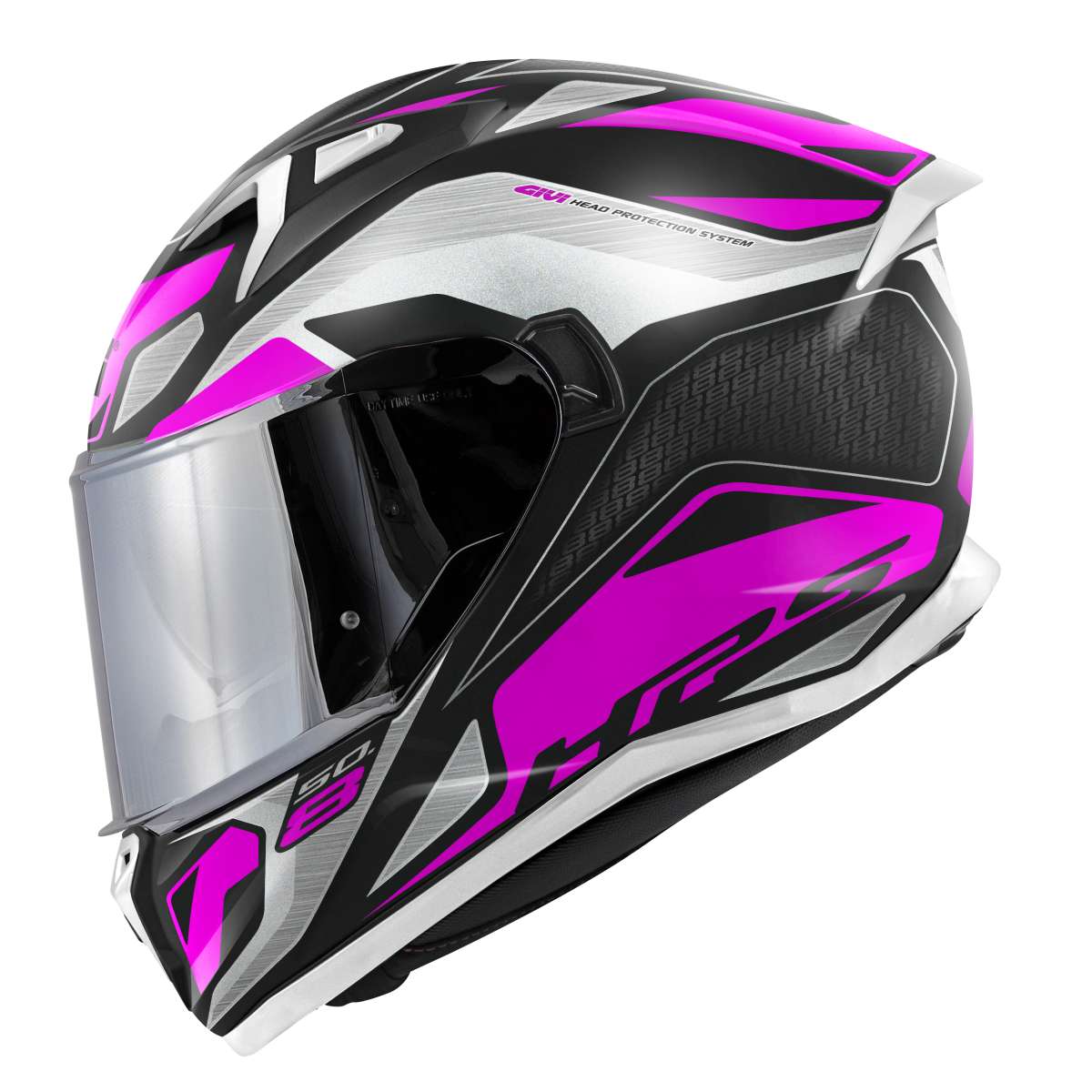 HPS 50.8 BRAVE Integral-Helm Graphic BRAVE matt - schwarz/silber/pink - Gr. 58/M
