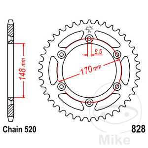 Kettenrad 42Z Teilung 520 Innendurchmesser 148 Lochkreis 170