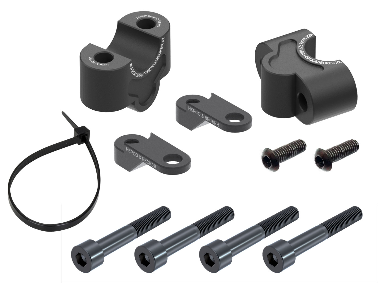 Lenkererhöhung 25 mm schwarz inkl. Halter für Frontmaske für Kawasaki Z 900 / SE (2017-2024)