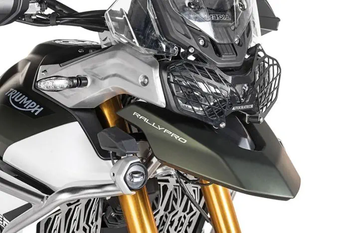 Scheinwerferschutz schwarz mit Schnellverschluss für Triumph Tiger 900 *OFFROAD USE ONLY*