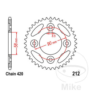 Kettenrad 37Z Teilung 420 Innendurchmesser 058 Lochkreis 090