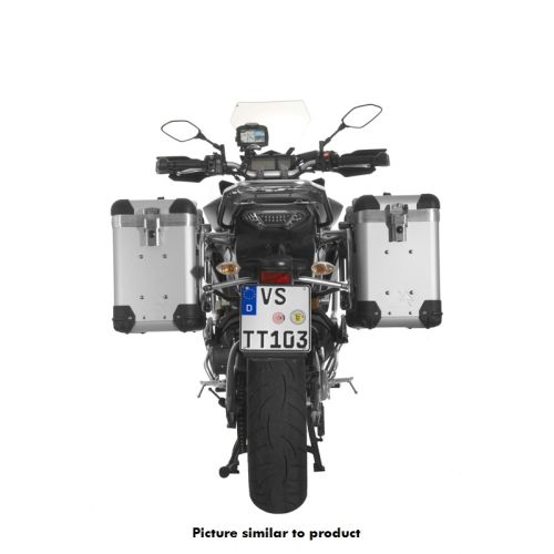 Motorrad Alukoffer System ZEGA Pro And-S 38/38 Liter mit Edelstahlträger schwarz für Yamaha MT-09 Tracer (2015-2017)