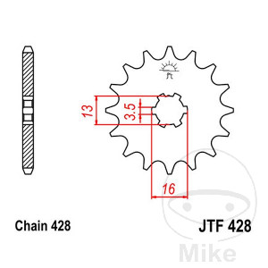 Ritzel 15Z Teilung 428 grobverzahnt 3.5 Innendurchmesser 13/16
