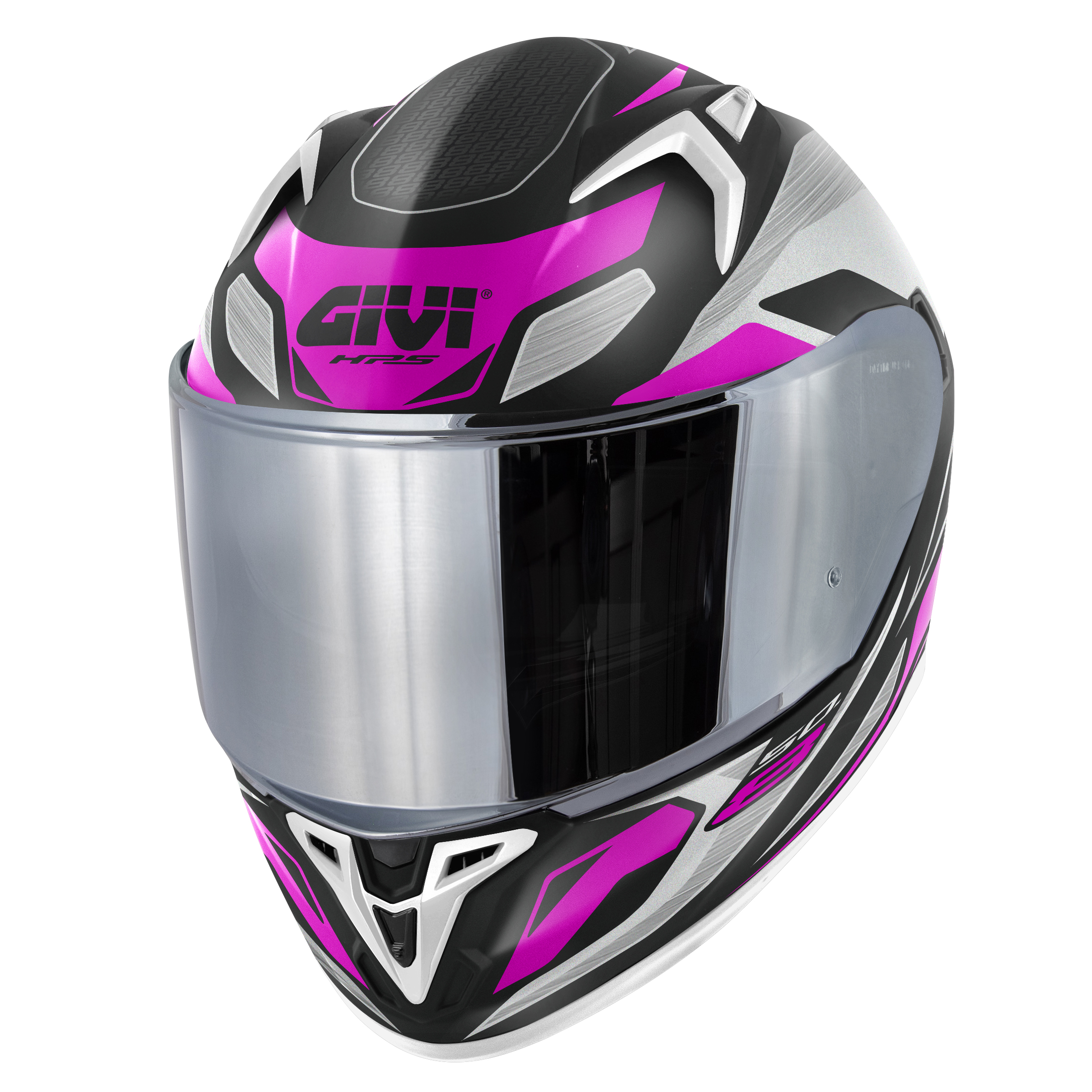 HPS 50.8 BRAVE Integral-Helm Graphic BRAVE matt - schwarz/silber/pink - Gr. 58/M
