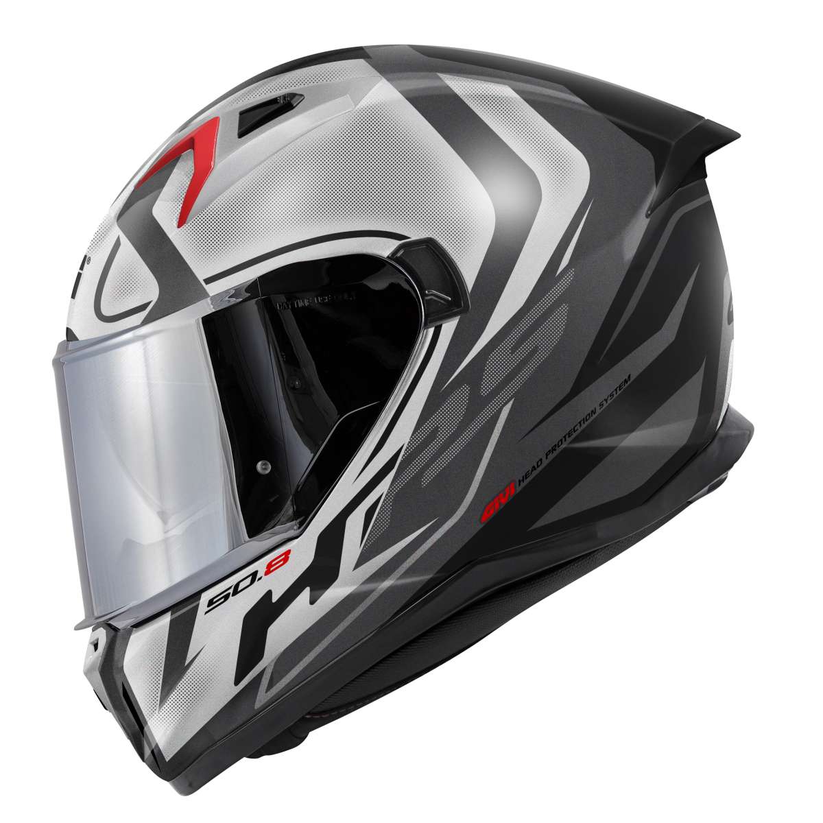 HPS 50.8 RACER Integral-Helm Graphic RACER matt - schwarz/titanium/silber - Gr. 60/L