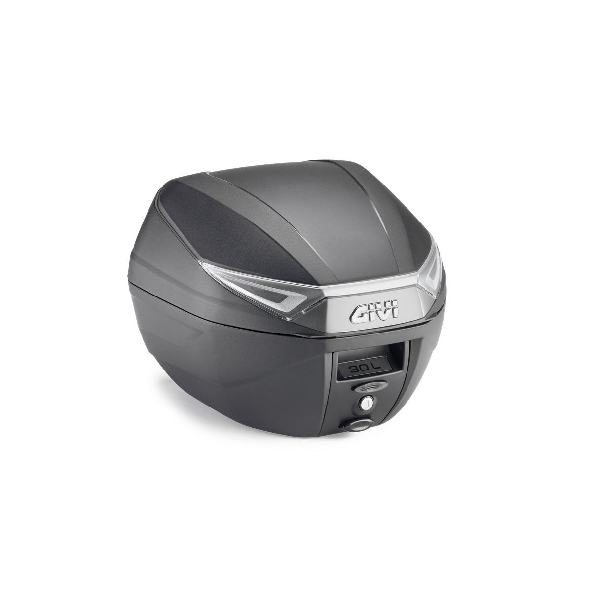 C30NT - Monolock Topcase mit Platte schwarz, mit transparenten Reflektoren