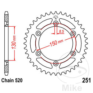 Kettenrad 46Z Teilung 520 Innendurchmesser 130 Lochkreis 150