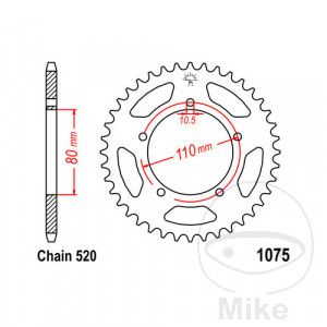 Kettenrad 36Z Teilung 520 Innendurchmesser 080 Lochkreis 110
