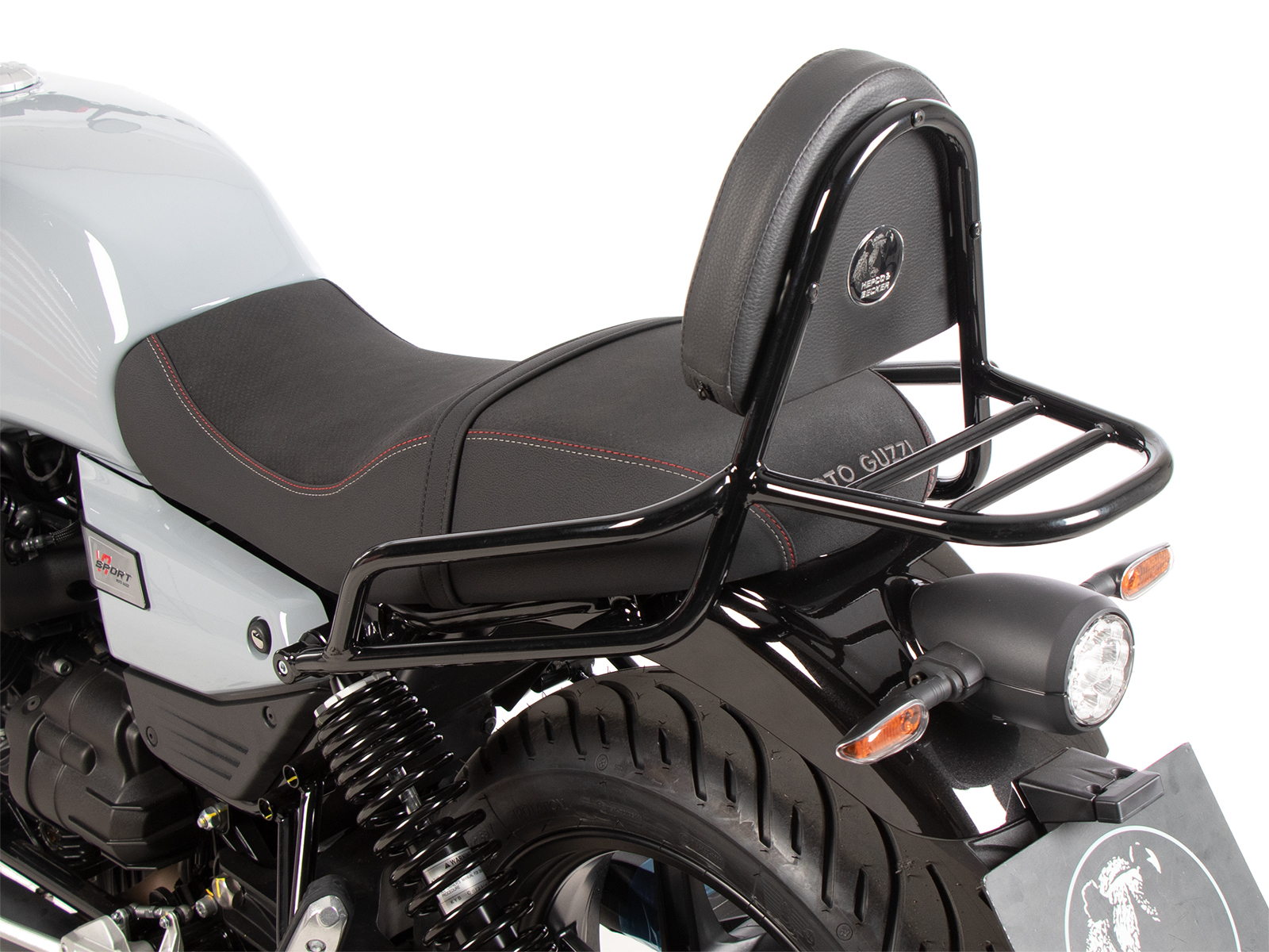Sissybar mit Gepäckträger schwarz für Moto Guzzi V7 Stone (2025-)