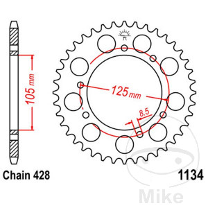 Kettenrad 48Z Teilung 428 Innendurchmesser 105 Lochkreis 125