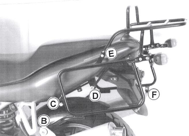 Komplettträgerset (Seitenkofferträger und Rohrgepäckbrücke Topcaseträger) schwarz für Ducati 944 ST 2/3/4 (1997-2003)
