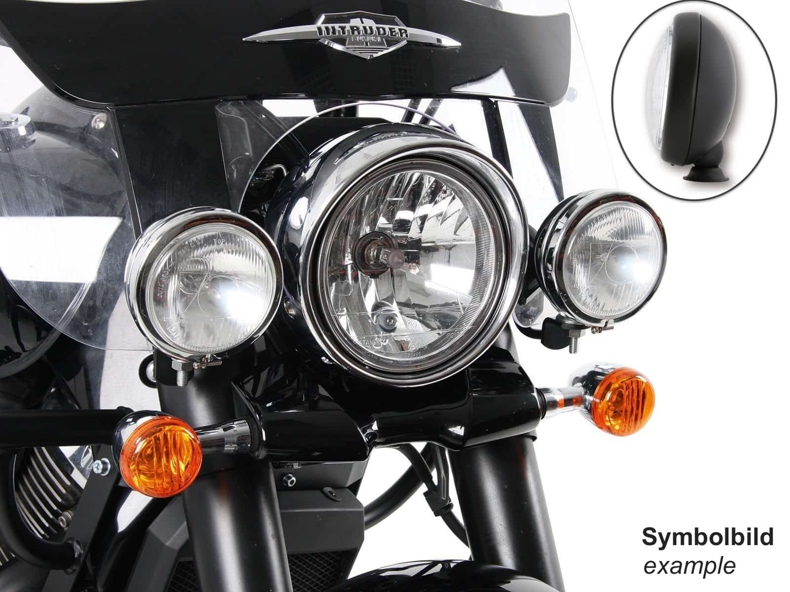 Twinlight Zusatzscheinwerferset (Fernlicht) inkl. Halter und Kabel schwarz für Suzuki C1500T Intruder (2013-2016)