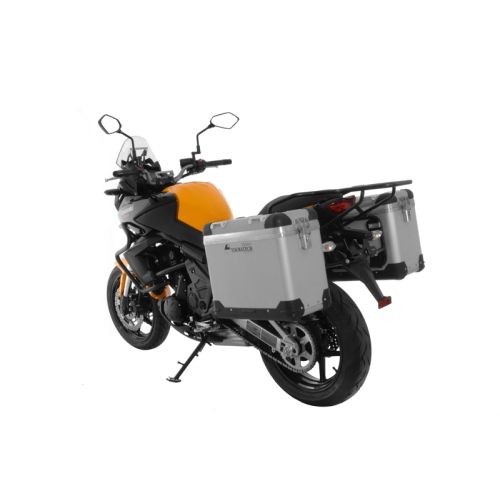 Motorrad Alukoffer System ZEGA Pro And-S 38/38 Liter mit Stahlträger schwarz für Kawasaki Versys 650 (2010-2014)