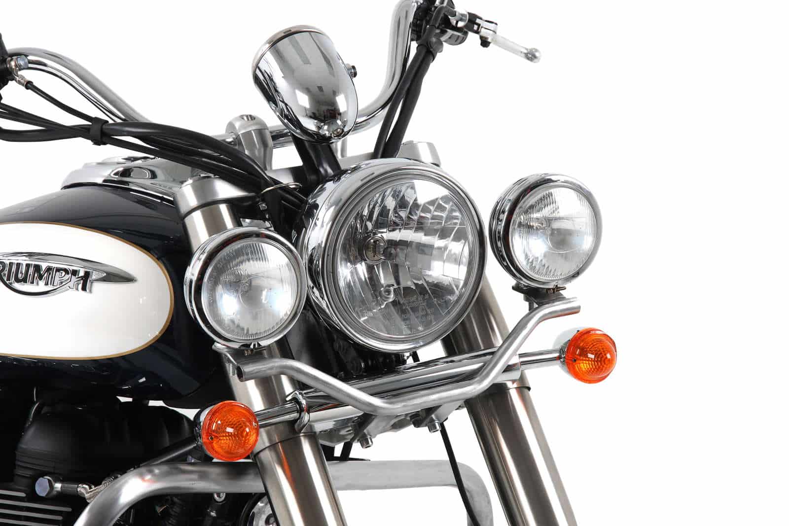 Twinlight Zusatzscheinwerferset (Fernlicht) inkl. Halter und Kabel chrom für Triumph Bonneville Amerika/Speedmaster (2011-2017)