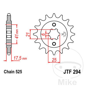 Ritzel 14Z Teilung 525 grobverzahnt 6 Innendurchmesser 21/25