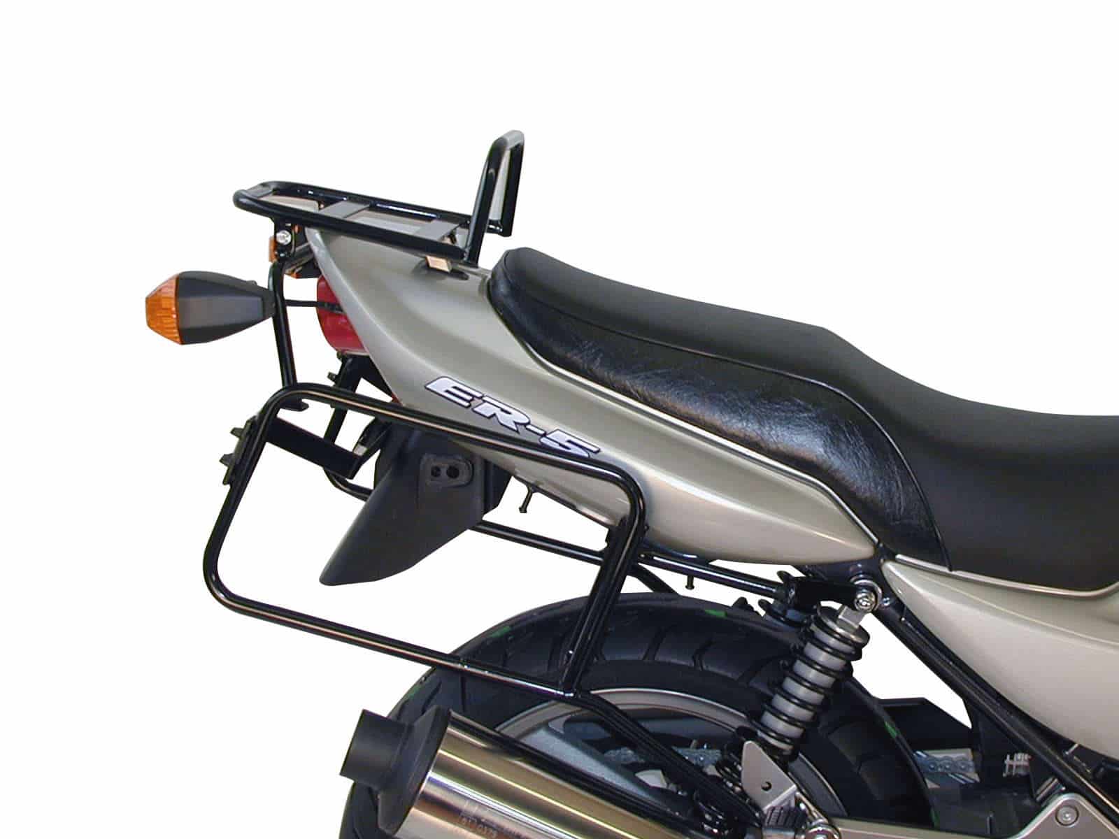 Komplettträgerset (Seitenkofferträger und Rohrgepäckbrücke Topcaseträger) schwarz für Kawasaki ER-5 (2001-2006)